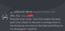 a screenshot of a discord conversation between xpar tyx and ceo of 16 " gb-40