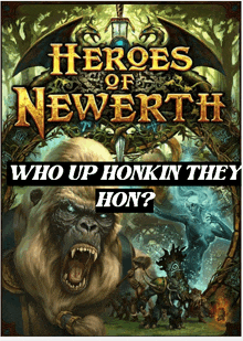 a poster for heroes of newerth shows a gorilla on the cover