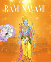 a ram navami greeting card with a cartoon ram