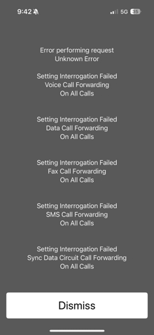 an error performing request unknown error message on a phone screen
