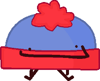 a cartoon hat with a red flower on top