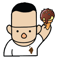 a cartoon of a man holding an ice cream cone with chocolate sprinkles