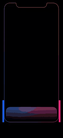 a cell phone with a rainbow colored border and a black screen