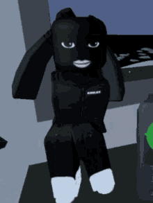 a black roblox character with bunny ears