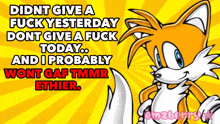 a cartoon of tails from sonic the hedgehog