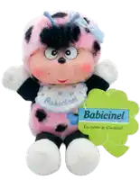 a stuffed animal with a label that says babicinel on it