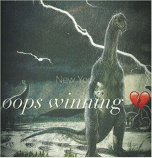 a picture of a dinosaur with the words oops winning