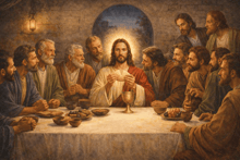 a painting of the last supper with jesus and his apostles
