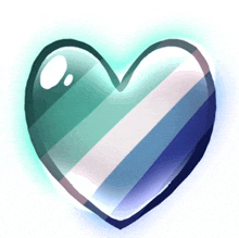 a heart with a blue white and green striped pattern