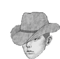 a pencil drawing of a man wearing a cowboy hat