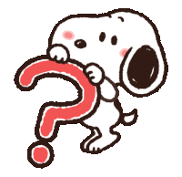 snoopy holding a red question mark in his mouth