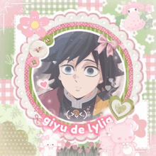 a picture of giyu de lylia in a pink frame