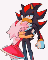 a drawing of shadow and amy from sonic