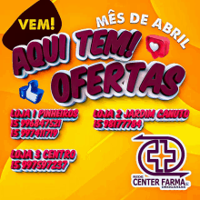 a yellow advertisement for a store called center farma