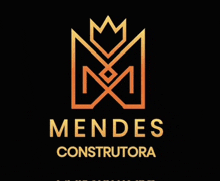 a logo for mendes construtora with a crown in the middle