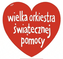 a red heart with the words wielka orkiestra swiatecznej pomocy written on it