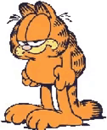 garfield is a cartoon cat with a big beard and a very long mustache .