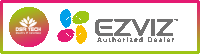 a logo for ezviz authorized dealer with a colorful circle