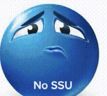 a blue smiley face with the words no ssu written on it .