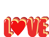 the word love is written in red and yellow letters