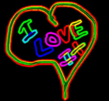 a neon sign that says i love you in a heart shape