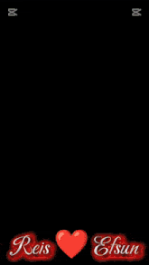 a red heart with reis and efsun written below it
