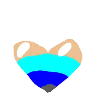 a drawing of a heart with a blue stripe on the middle