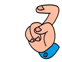 a cartoon hand with a blue sleeve is making a hand gesture