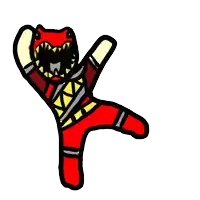 a cartoon drawing of a red ninja warrior