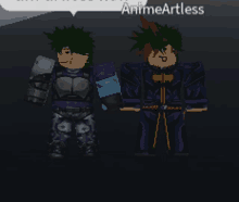 a couple of anime characters standing next to each other with the name animeartless written above them