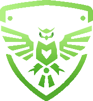 a green emblem with an owl on it