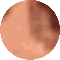 a close up of a person 's face in a pixelated circle