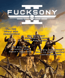 a poster for a video game titled fucksony