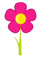 a pink flower with a yellow center on a white background