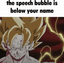 the speech bubble is below your name with a picture of a cartoon character