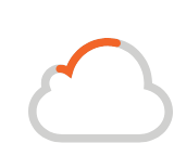 an icon of a cloud with an orange arrow pointing to the right .