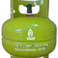 a yellow gas cylinder has the word pertamina on it