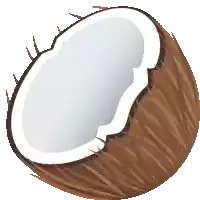 a coconut is cut in half and has a white inside