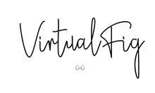 a black and white logo for virtual fig written in cursive