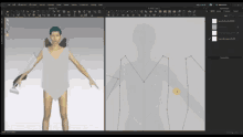 a computer screen shows a 3d model of a naked man