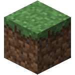 a minecraft block with grass and dirt on it .