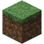 a minecraft block with grass and dirt on it .