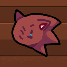 a pixel art drawing of a cat with a tear coming out of its eyes