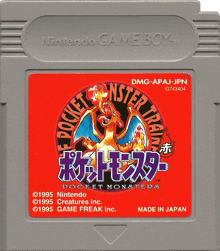 a nintendo game boy cartridge with a red cover