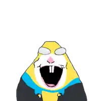 a cartoon drawing of a hamster with its mouth wide open
