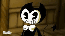 bendy from bendy and the ink machine is wearing a bow tie and a tail .