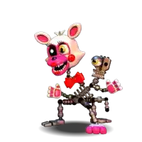 mangle from five nights at freddy 's is a skeleton with a bow tie