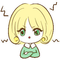 a drawing of a girl with green eyes and blonde hair