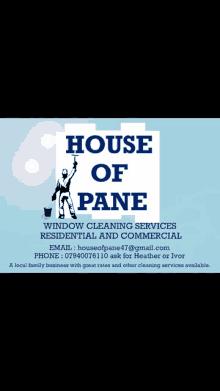 a poster for house of pane window cleaning services