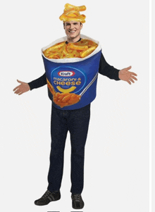 a man in a kraft macaroni cheese costume